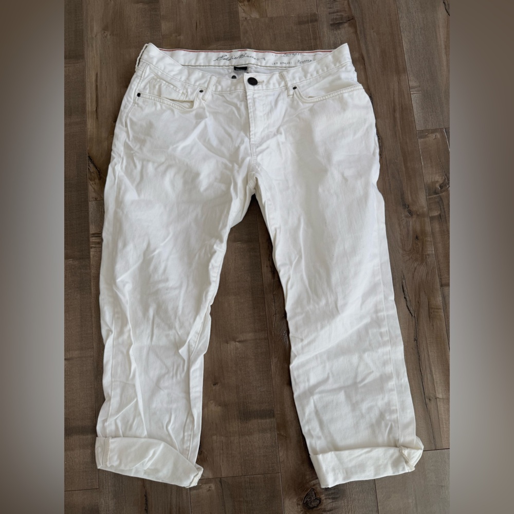 Eddie Bauer White Jeans Boyfriend Relaxed Cropped Women's‎ 8